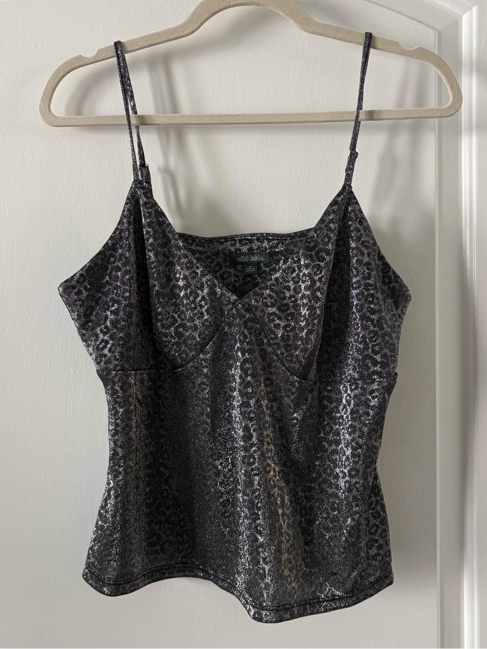 Metallic Leopard Print Cami Top - Black by Wild Fable